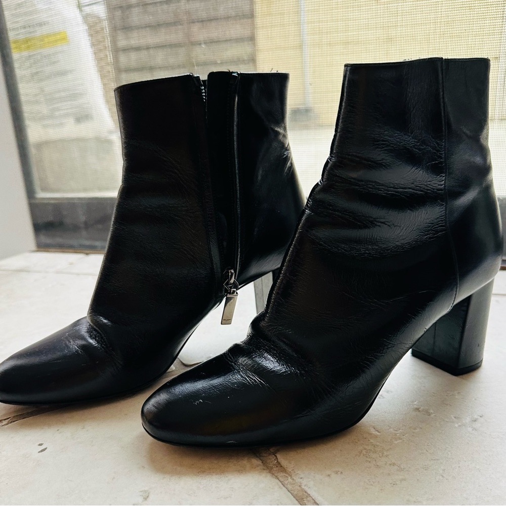 YSL black patten ankle boots. Size 7.
